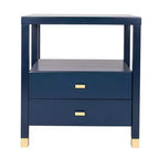Table d'appoint Hooper Accent de East at Main, bleu marine : Structure en bois, forme rectangulaire, deux tiroirs