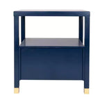 Table d'appoint Hooper Accent de East at Main, bleu marine : Structure en bois, forme rectangulaire, deux tiroirs