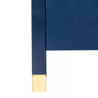 Table d'appoint Hooper Accent de East at Main, bleu marine : Structure en bois, forme rectangulaire, deux tiroirs
