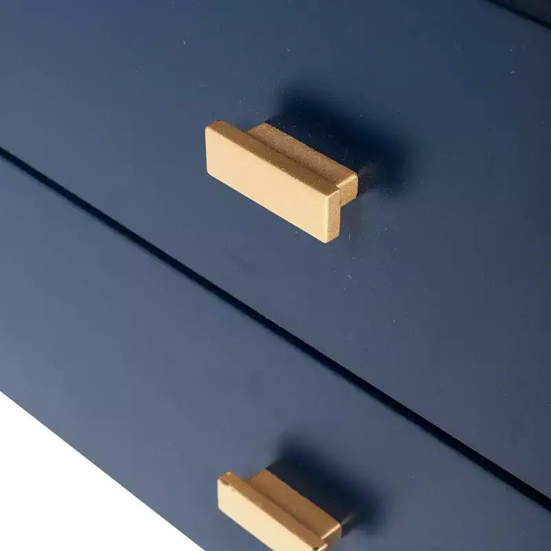 Table d'appoint Hooper Accent de East at Main, bleu marine : Structure en bois, forme rectangulaire, deux tiroirs