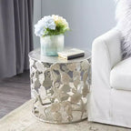 Table d'appoint Coastal Aluminum Argent - Olivia & May : base hippocampe, utilisation intérieure, aucun assemblage requis