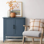 Meuble de rangement Elloree bleu marine - Threshold™ : Organiseur de bureau avec intérieur compartimenté, cadre en pin