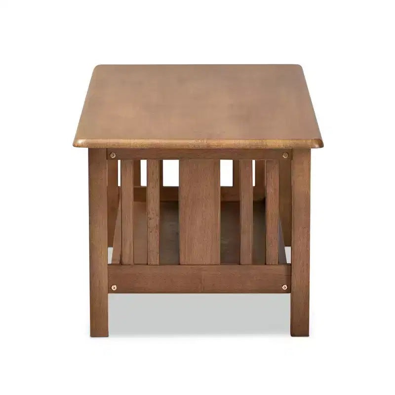 Table basse rectangulaire en bois Rylie marron - Baxton Studio : Style Mission, étagère de rangement inférieure
