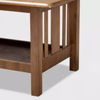 Table basse rectangulaire en bois Rylie marron - Baxton Studio : Style Mission, étagère de rangement inférieure