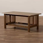 Table basse rectangulaire en bois Rylie marron - Baxton Studio : Style Mission, étagère de rangement inférieure