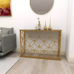 Olivia & May Console Rectangulaire Traditionnelle Moderne en Métal Doré : Entrée Élégante, Design Étroit