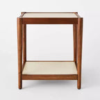 Table d'appoint en lin naturel avec étagère marron acajou – Threshold™ conçue avec Studio McGee