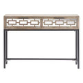 Hayworth Mirrored Console Table Gray - Finch: Modern Storage with Drawers, Antique Finish