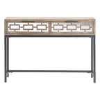 Hayworth Mirrored Console Table Gray - Finch: Modern Storage with Drawers, Antique Finish
