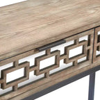 Hayworth Table Console Miroir Grise - Finch : Rangement Moderne avec Tiroirs, Finition Antique