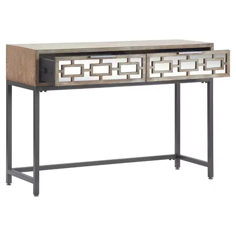 Hayworth Table Console Miroir Grise - Finch : Rangement Moderne avec Tiroirs, Finition Antique