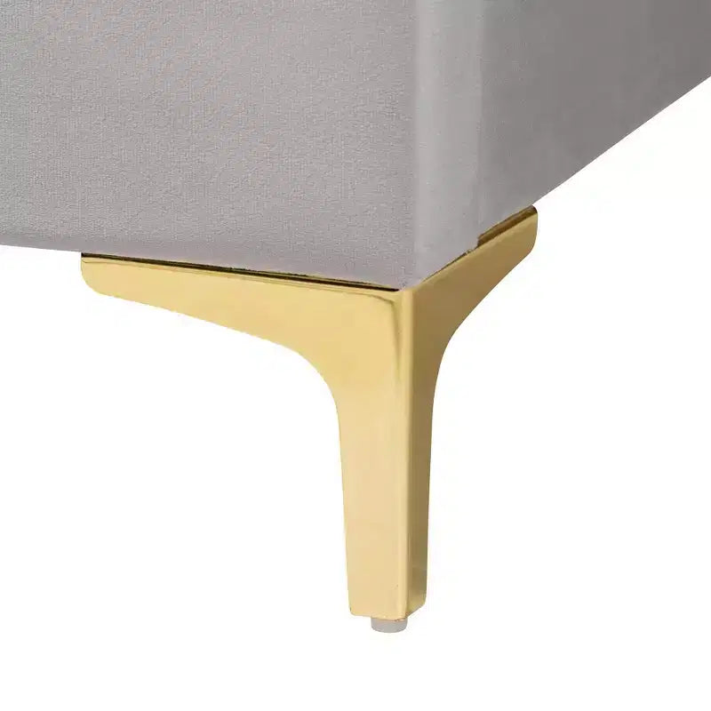Lit plateforme avec tête de lit coquillage en velours Baxton Studio Queen Size Acosta Gris clair/Or