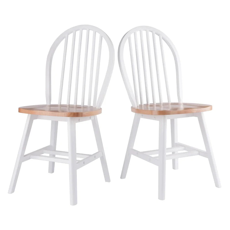 Ensemble de 2 chaises Windsor, naturel et blanc
