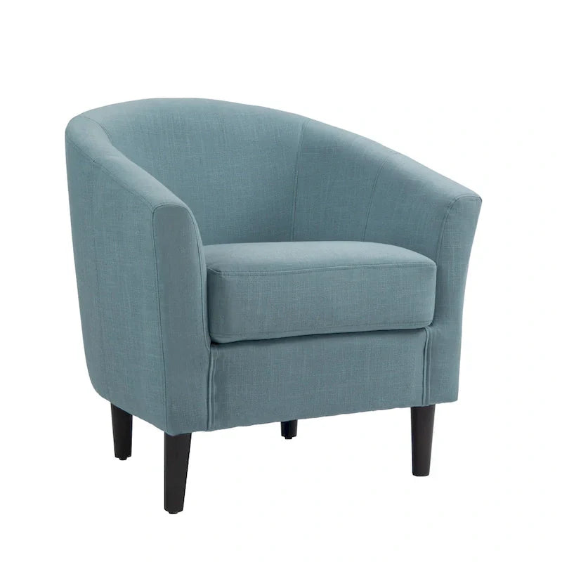 2 fauteuils club modernes en lin avec accoudoirs ronds