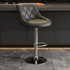 Tabouret de bar pivotant, capitonné en losanges, réglable, cuir PU noir et rouge