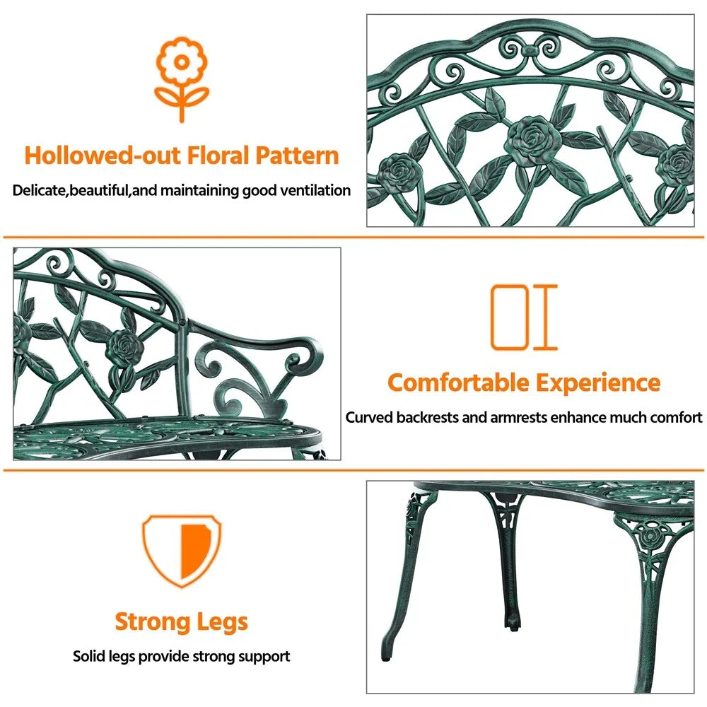 Banc extérieur en métal Yaheetech Banc de jardin de parc - N/A