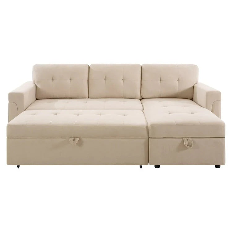 Canapé d'angle réversible avec lit gigogne, méridienne de rangement, pieds durables,