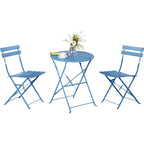 Ensemble bistrot pliant en métal 3 pièces, salon de conversation intérieur/extérieur résistant aux intempéries pour patio, cour, jardin