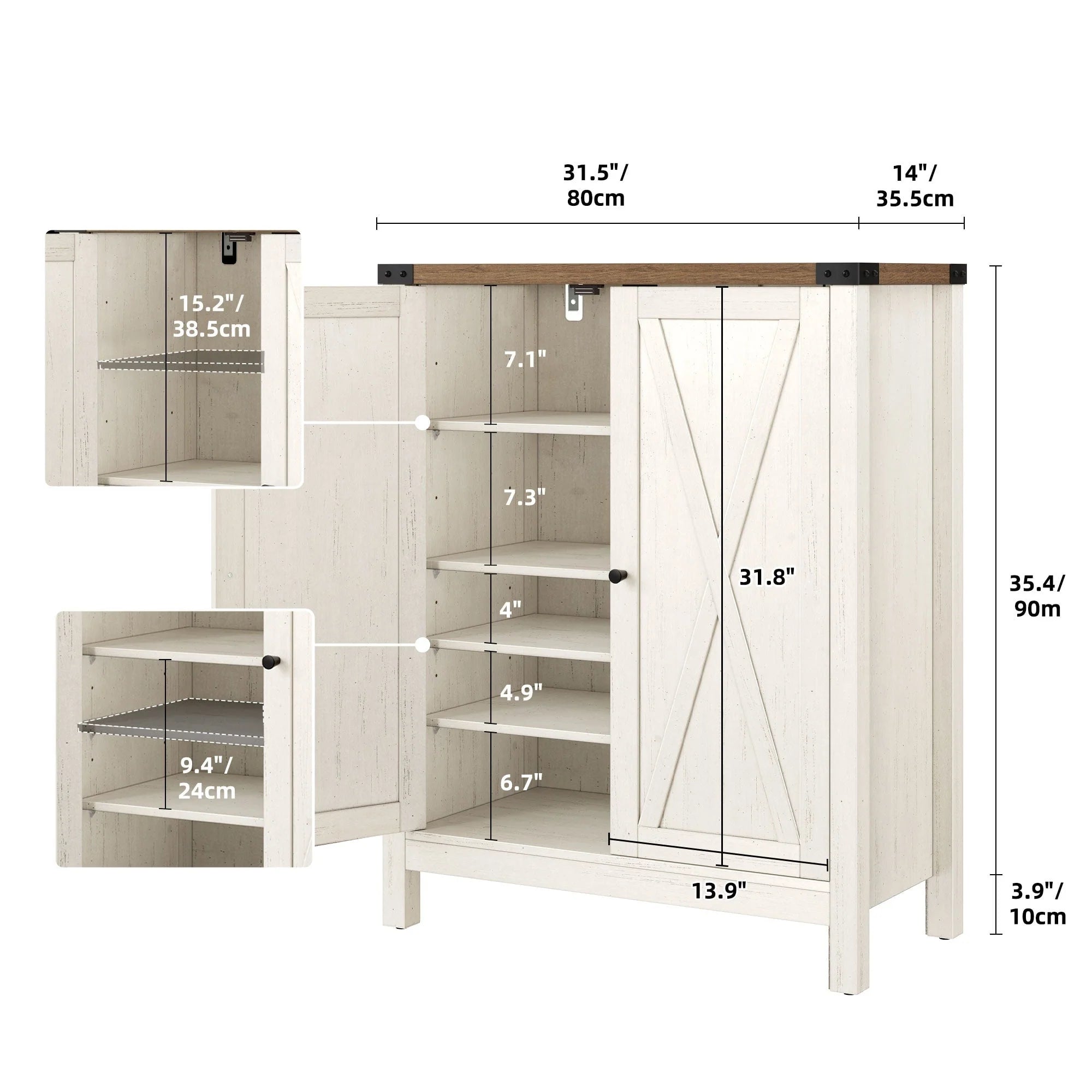 Meuble de rangement pour chaussures Moasis à 5 niveaux et 20 paires avec portes doubles pour entrée