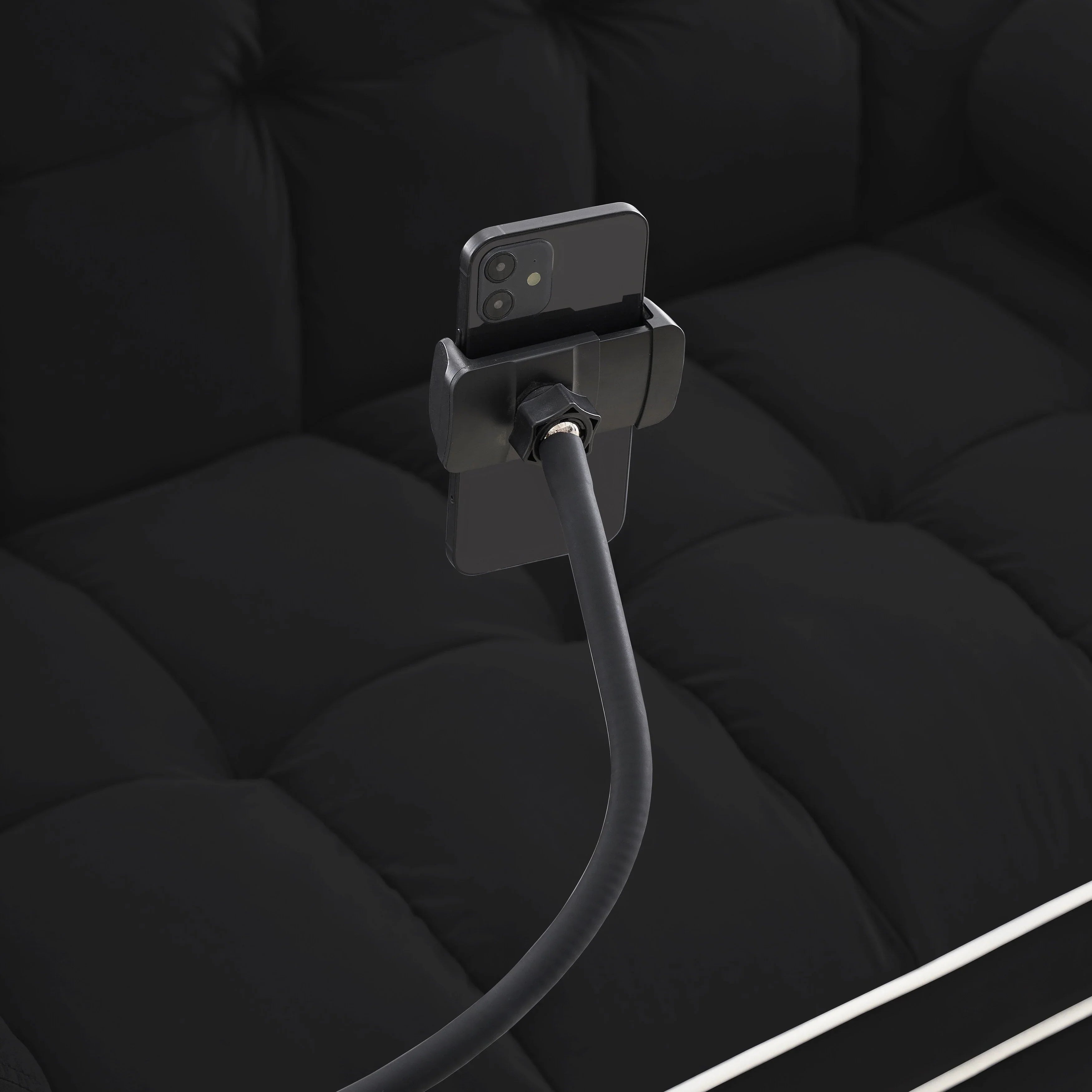 Canapé convertible 2 places en velours 55 avec lit gigogne, dossier inclinable, poches latérales et support de téléphone