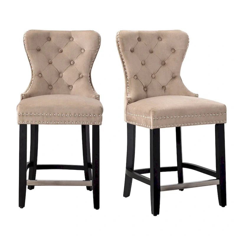 Tabouret de comptoir Carter 24 Wingback Tufted Nailhead (lot de 2)