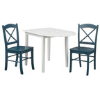 Ensemble de salle à manger 3 pièces avec table à rallonges style cottage rustique