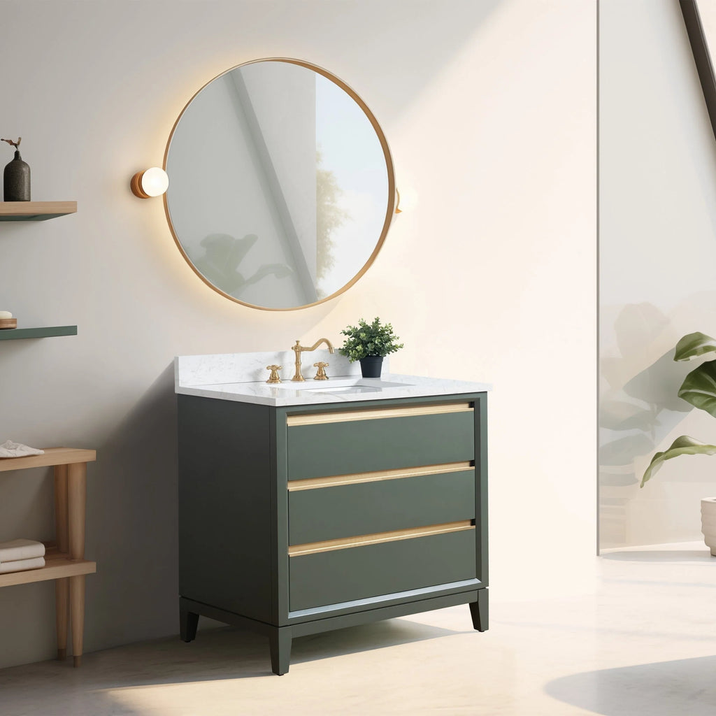 Meuble-lavabo Vanity Art avec évier en céramique et dessus en marbre reconstitué