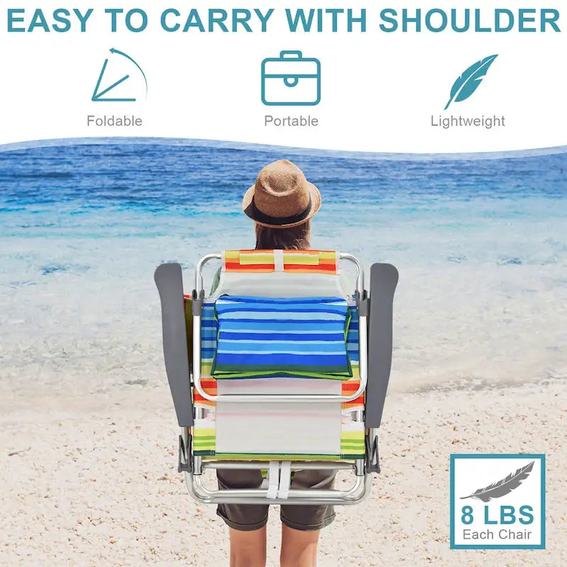 Lot de 4 chaises de plage pliantes de randonnée Costway, 5 positions d'extérieur - Voir détails