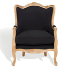 Fauteuil à oreilles Safavieh Couture Kali en chêne et lin naturel - 34 larg. x 34 prof. x 40 haut.