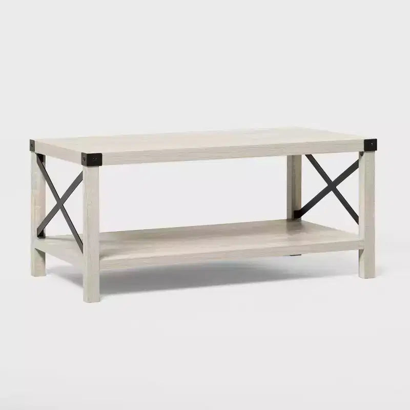Sophie Rustic Industrial X Frame Coffee Table - Saracina Home