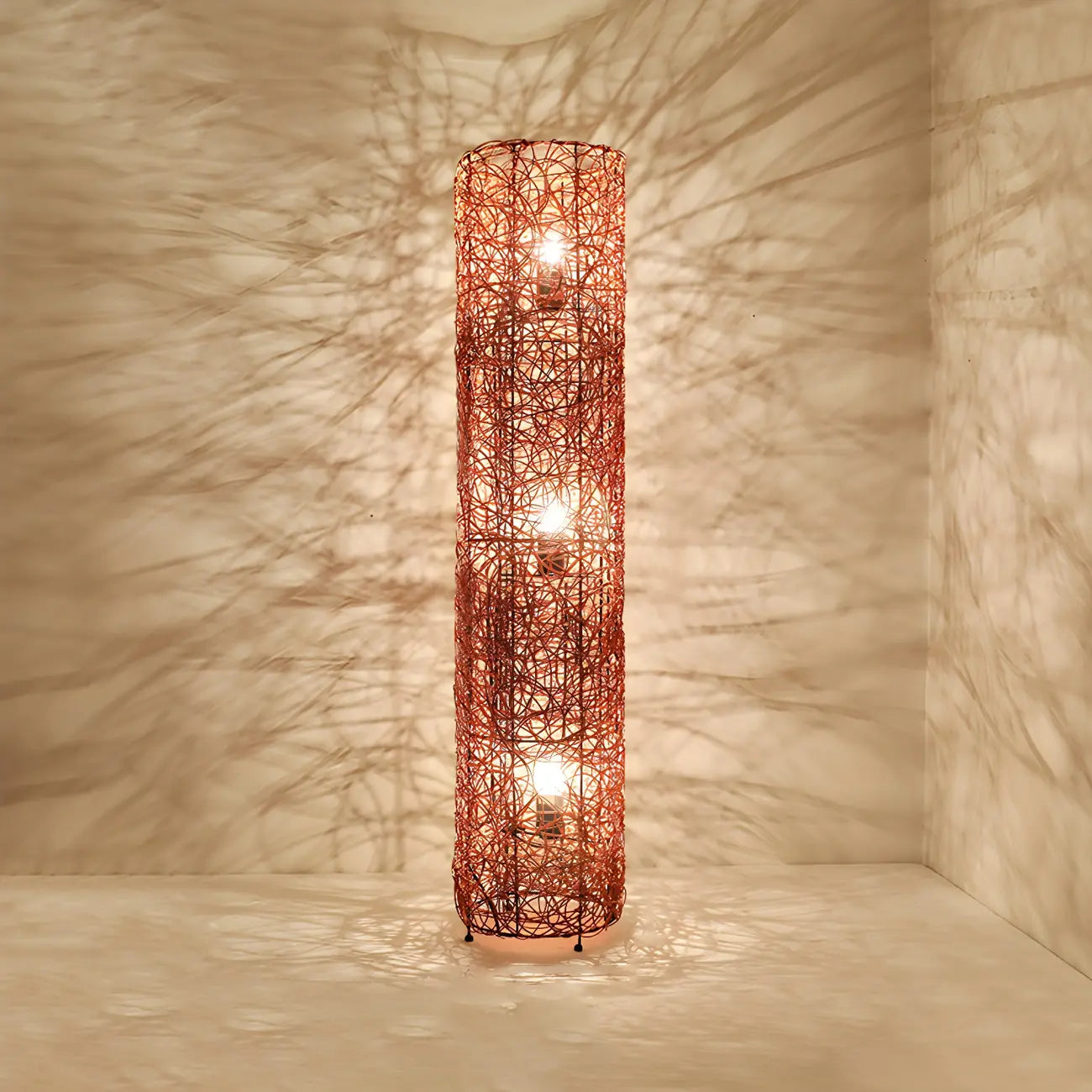 Lampadaire LED en rotin à brancher pour salon