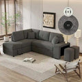 Canapé d'angle convertible avec pouf de rangement, canapé-lit pour salon