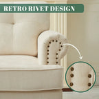 Ensemble de 3 canapés chenille pour salon, capitonnés et cloutés, pieds en bois d'hévéa massif