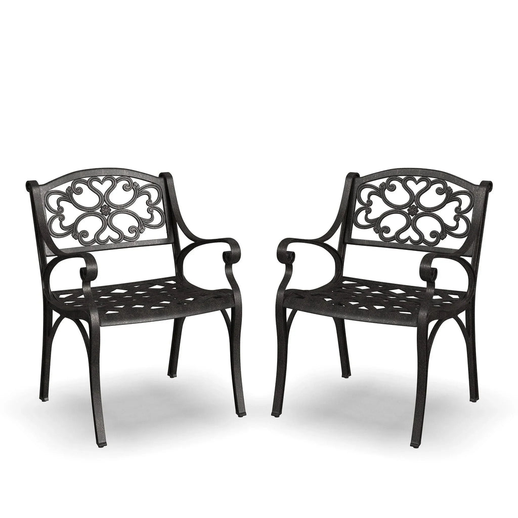 Ensemble de salle à manger d'extérieur 7 pièces en aluminium bronze Sanibel avec table à manger ovale de 72 et six fauteuils par Homestyles