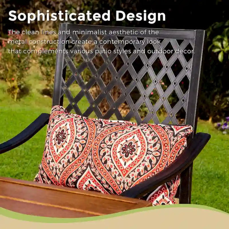 Ensemble de 4 chaises de bar de patio pivotantes en métal avec coussins pour l'extérieur
