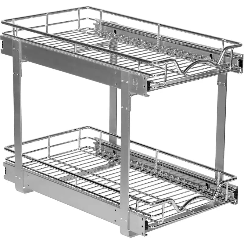 Organisateur de placard coulissant à 2 niveaux en métal robuste avec garantie limitée à vie - Fini chrome antirouille