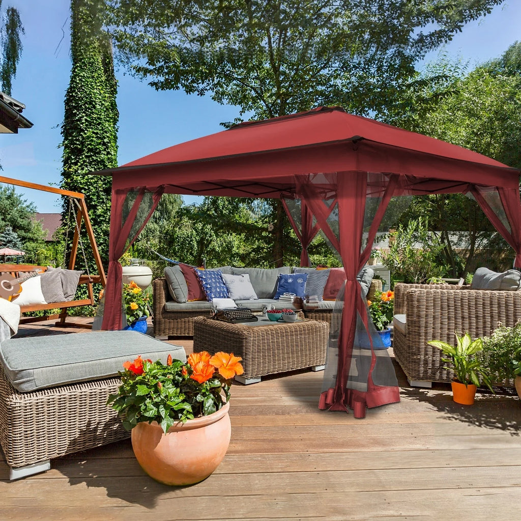 Cozywor Tonnelle escamotable en acier de 3,35 m x 3,35 m avec moustiquaire