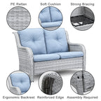 Gymojoy Canapé d'extérieur deux places en rotin Wicker Sofa Set