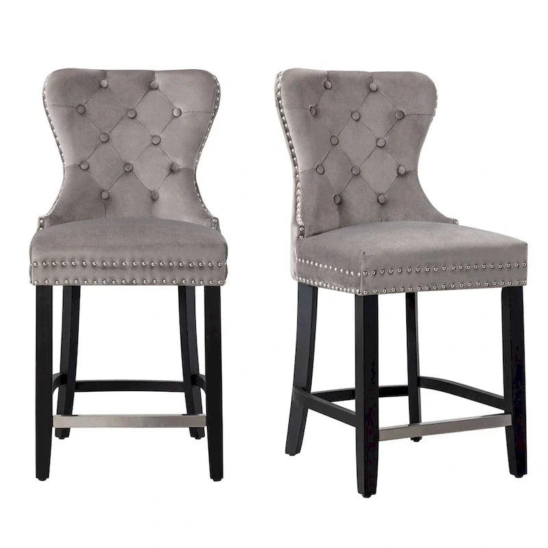 Tabouret de comptoir Carter 24 Wingback Tufted Nailhead (lot de 2)