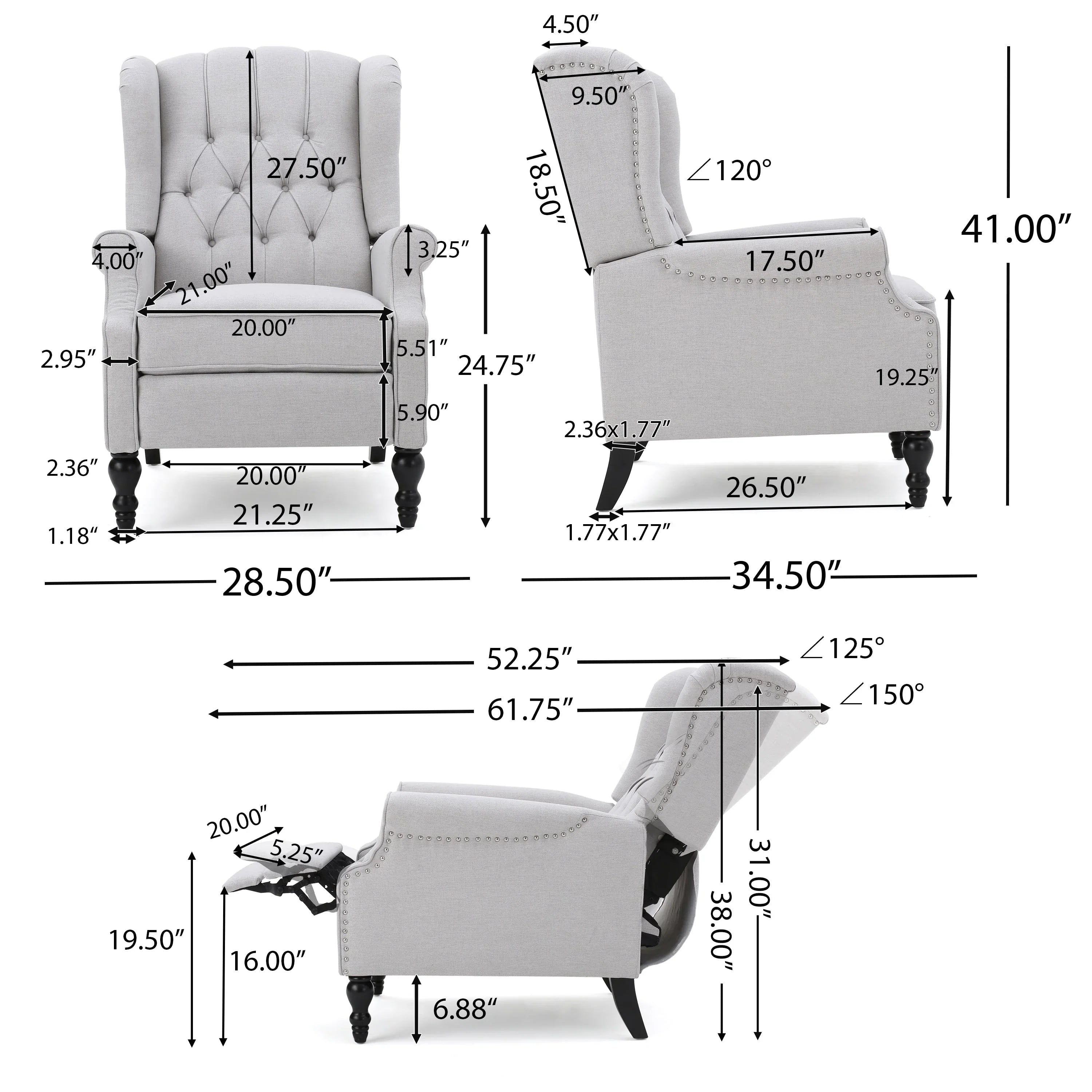 Fauteuils inclinables en tissu touffeté Walter (lot de 2) par Christopher Knight Home