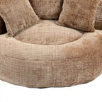 Canapé paresseux à dossier haut en chenille avec 3 oreillers et pouf géant