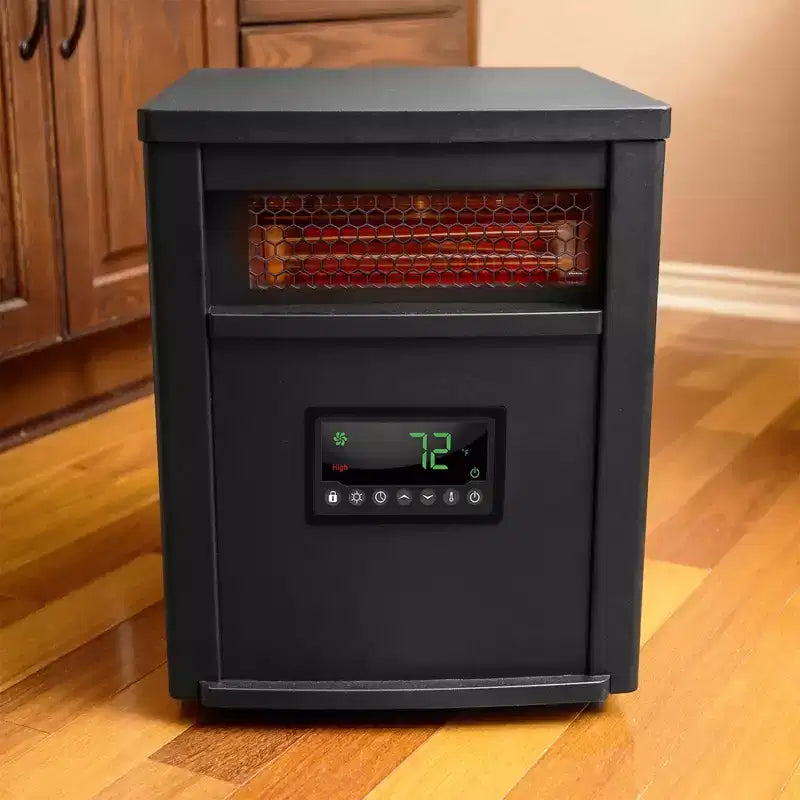 Chauffage d'appoint électrique infrarouge à quartz portable LifeSmart LifePro 1500W avec 8 éléments chauffants réglables et télécommande, noir