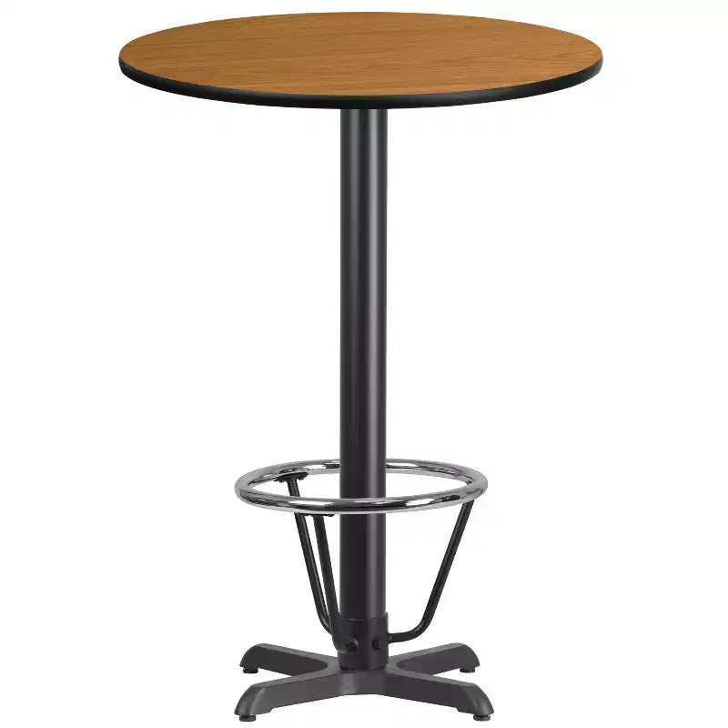 Plateau de table rond en stratifié de 30 po Flash Furniture avec base de table hauteur bar de 22 po x 22 po et anneau repose-pieds