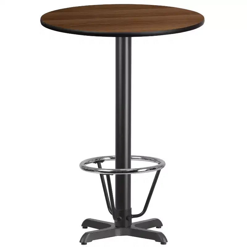 Plateau de table rond en stratifié de 30 po Flash Furniture avec base de table hauteur bar de 22 po x 22 po et anneau repose-pieds