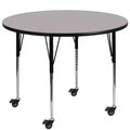 Flash Furniture Mobile 42'' Round HP Laminate Activity Table - Standard Height Adjustable Legs