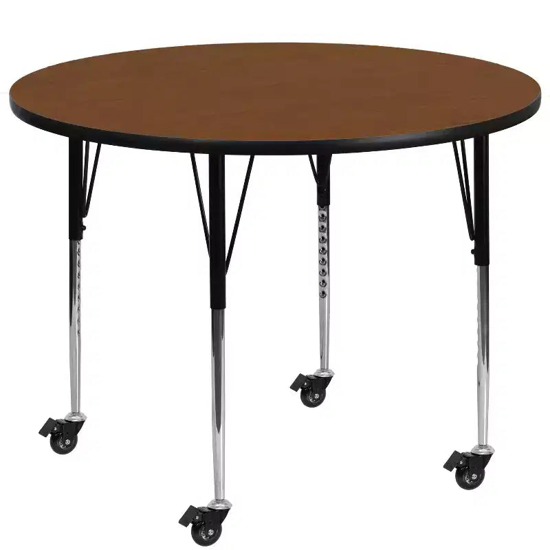 Table d'activités ronde mobile Flash Furniture de 42 po en stratifié haute pression – Pieds réglables en hauteur standard