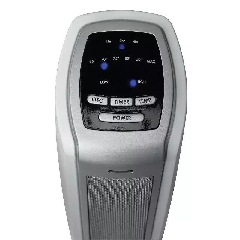 Radiateur soufflant colonne en céramique Lasko 5775, portable, électrique, 1500 watts, pour intérieur, oscillant, avec thermostat réglable, argent