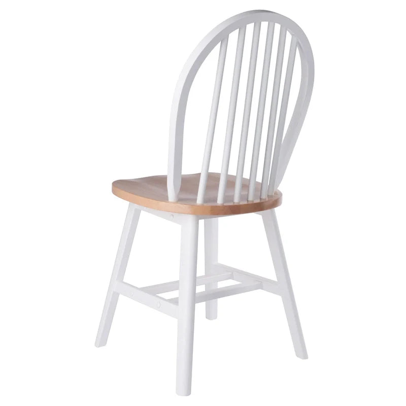Ensemble de 2 chaises Windsor, naturel et blanc