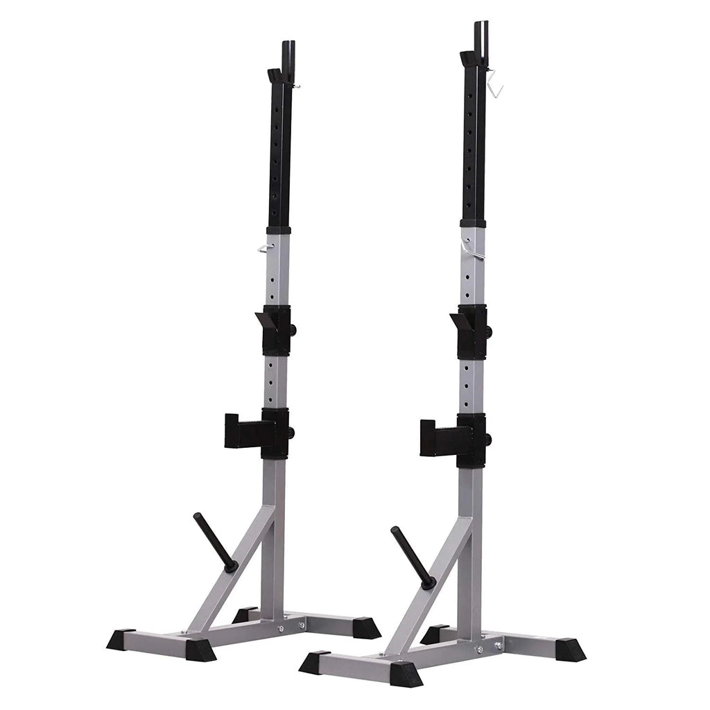 Soozier Rack à squat/banc de musculation en acier 2 pièces réglable en hauteur - N/A