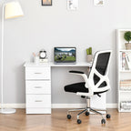 HOMCOM Bureau d'ordinateur moderne 47" pour la maison et le bureau, combo bibliothèque, table d'écriture, poste de travail avec 3 tiroirs et étagère de rangement - Blanc